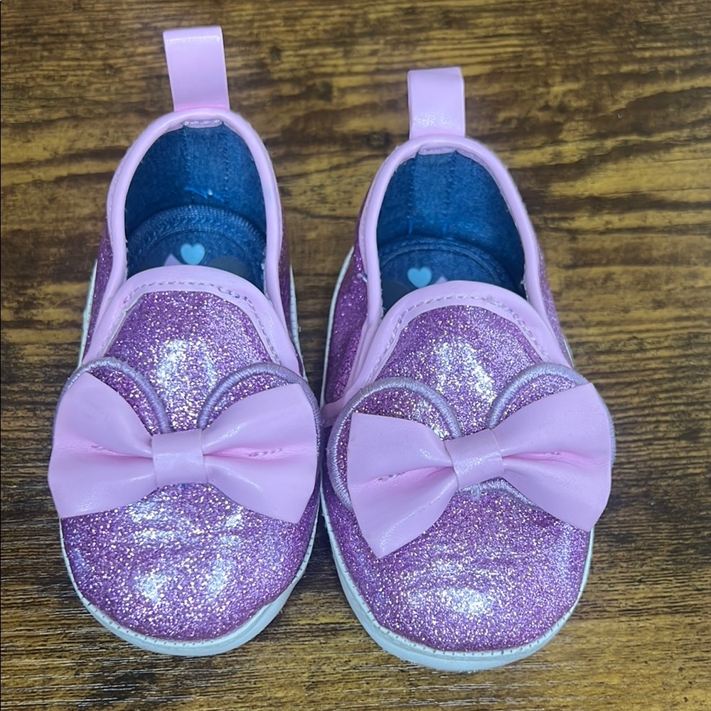Disney baby Pink Glitter Shoes with Bow